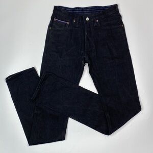 Choochai Indigo Button Fly Dark Wash Raw Denim Jeans 30x35.5